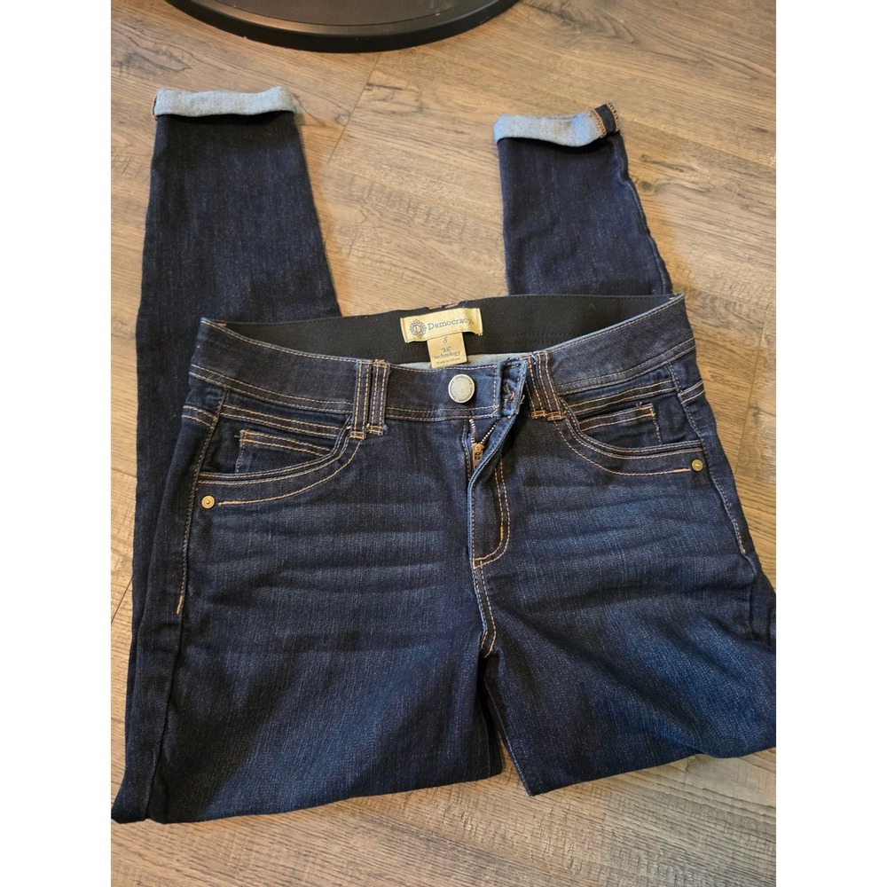 Democracy Ab Solution Skinny Jeans Dark Indigo Cuffed Size 8